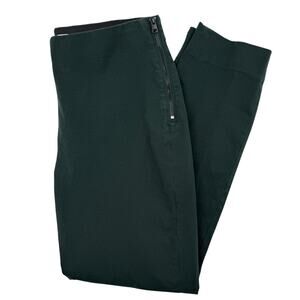 Everlane Slim Ankle Pants Green Cotton Stretch 6 Side Zip Minimalist Officewear